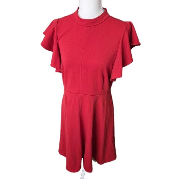 Maeve Anthropologie Red Deana Dress Holiday Flutter Sleeve Party Dress Sz Medium - Picture 1 of 16
